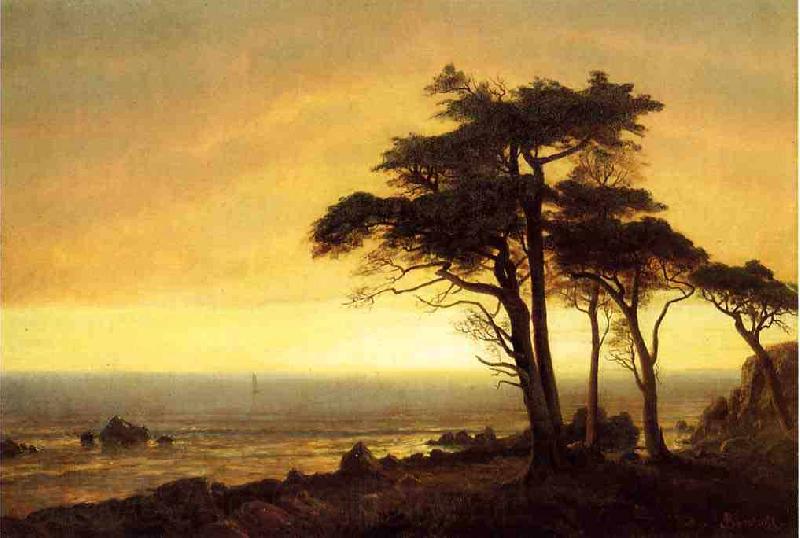 Albert Bierstadt The Sunset at Monterey Bay the California Coast France oil painting art